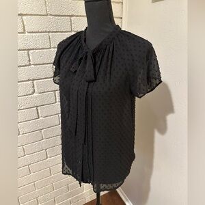 Ann Taylor LOFT Women’s Black Tie Neck Blouse